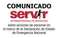 SERVIR emitió comunicado sobre acciones de personal en el marco de la Declaración de Estado de Emergencia Nacional