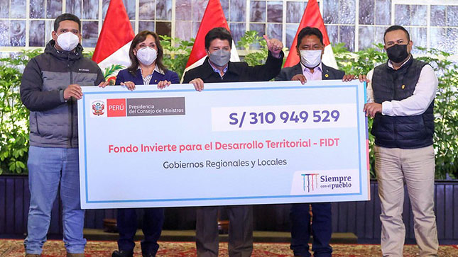 MÁS DE S/310 MILLONES SERÁN TRANSFERIDOS A LOS GOBIERNOS LOCALES Y REGIONALES A TRAVÉS DEL FONDO INVIERTE PARA EL DESARROLLO TERRITORIAL