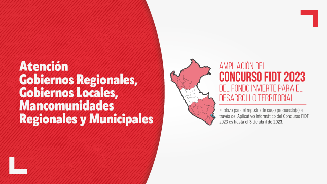 Invitación a mancomunidades municipales a participar en el Concurso 2023 del Fondo Invierte para el Desarrollo Territorial - FIDT