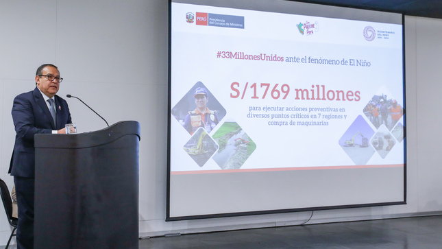 Ejecutivo destinará más de S/639 millones para adquirir maquinaria que fortalezca la respuesta del Estado ante el fenómeno de El Niño global